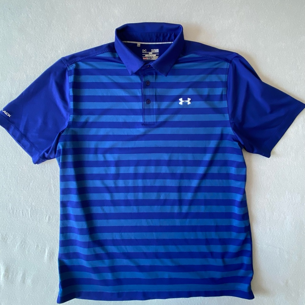 Under Armour Men's Navy and Royal Striped Polo